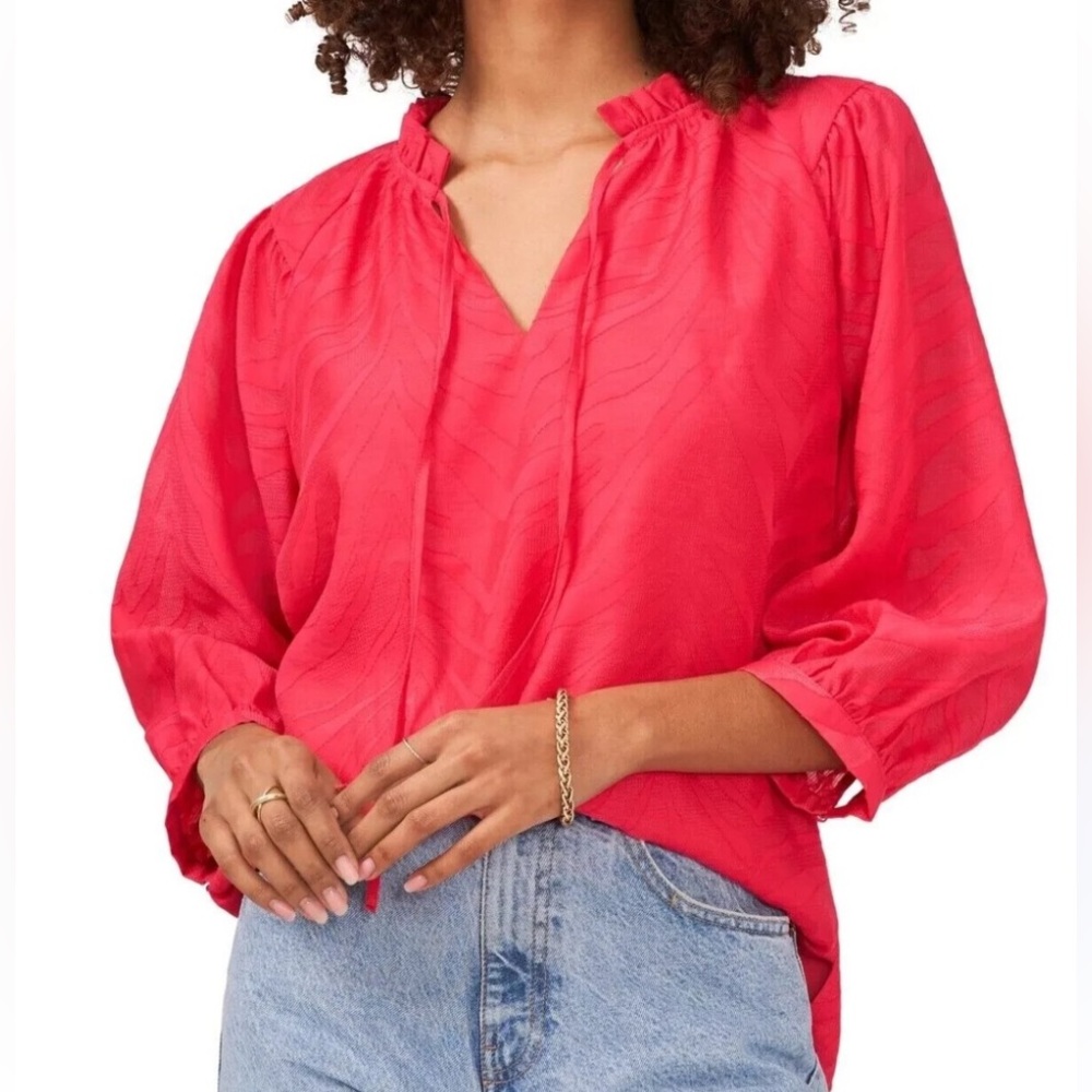 Vince Camuto - Vibrant Fuchsia Jacquard Blouse - Size Medium